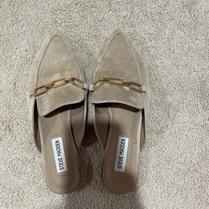 Steve Madden Cream Mules with Gold Accent